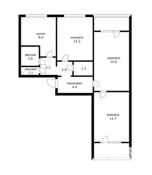 3-к квартира, вторичка, 65м2, 9/9 этаж