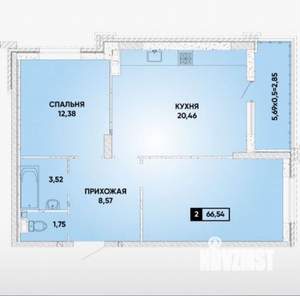 2-к квартира, вторичка, 70м2, 12/24 этаж
