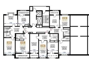 2-к квартира, строящийся дом, 69м2, 8/25 этаж