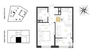 1-к квартира, вторичка, 39м2, 6/9 этаж