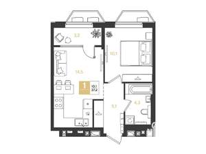 1-к квартира, вторичка, 37м2, 6/9 этаж