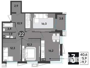 3-к квартира, вторичка, 79м2, 9/18 этаж