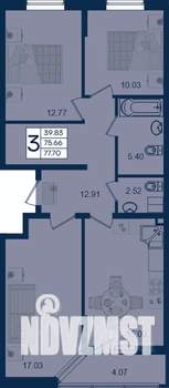 3-к квартира, вторичка, 78м2, 2/18 этаж