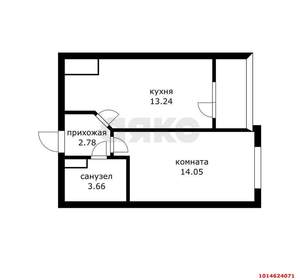 1-к квартира, вторичка, 41м2, 17/24 этаж