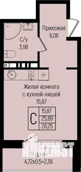Студия квартира, вторичка, 28м2, 2/15 этаж