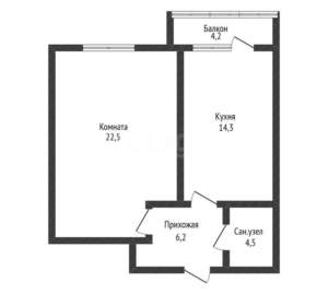 1-к квартира, вторичка, 48м2, 13/20 этаж