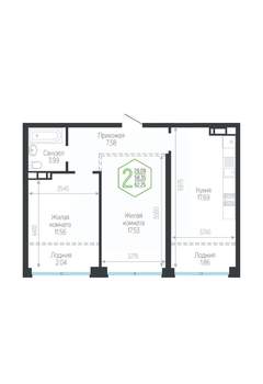 2-к квартира, вторичка, 62м2, 3/24 этаж