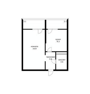 1-к квартира, вторичка, 33м2, 4/9 этаж