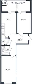 2-к квартира, вторичка, 63м2, 5/18 этаж