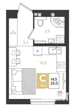Студия квартира, вторичка, 22м2, 2/18 этаж