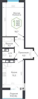 1-к квартира, вторичка, 47м2, 11/21 этаж