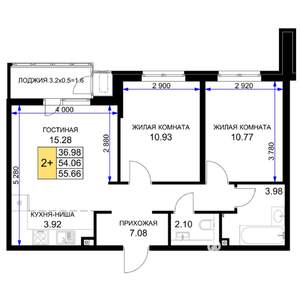2-к квартира, вторичка, 56м2, 2/16 этаж