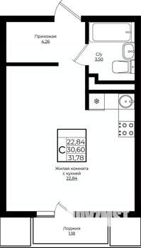 Студия квартира, вторичка, 32м2, 9/9 этаж
