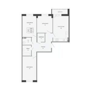 3-к квартира, сданный дом, 77м2, 11/17 этаж