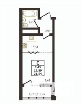 Студия квартира, вторичка, 22м2, 16/17 этаж