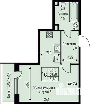Студия квартира, строящийся дом, 31м2, 1/3 этаж