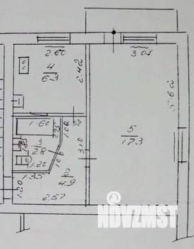 1-к квартира, вторичка, 32м2, 5/5 этаж