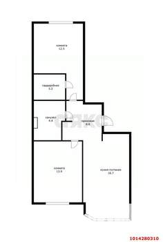 2-к квартира, вторичка, 57м2, 2/16 этаж