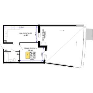 1-к квартира, вторичка, 53м2, 2/18 этаж