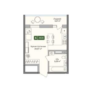 Студия квартира, вторичка, 29м2, 1/10 этаж