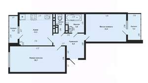 2-к квартира, вторичка, 59м2, 8/17 этаж