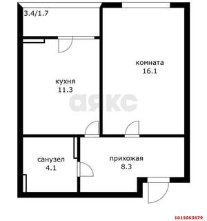 1-к квартира, вторичка, 43м2, 3/18 этаж
