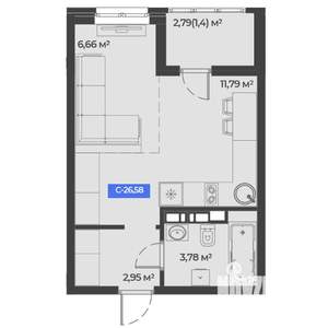 Студия квартира, строящийся дом, 27м2, 3/5 этаж