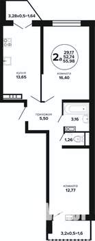 2-к квартира, вторичка, 57м2, 7/24 этаж