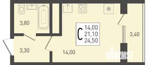 Студия квартира, строящийся дом, 25м2, 2/24 этаж