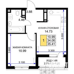 1-к квартира, вторичка, 35м2, 18/18 этаж