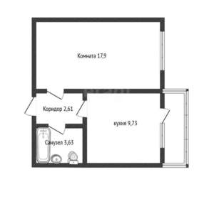1-к квартира, вторичка, 34м2, 7/16 этаж