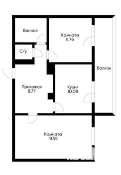 2-к квартира, вторичка, 60м2, 12/12 этаж