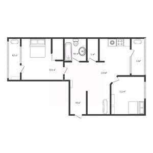 3-к квартира, вторичка, 66м2, 7/24 этаж