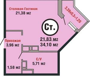 Студия квартира, вторичка, 33м2, 9/19 этаж