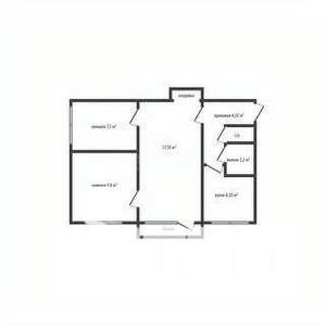 3-к квартира, вторичка, 50м2, 1/5 этаж