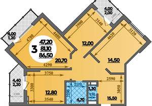 3-к квартира, вторичка, 87м2, 18/22 этаж