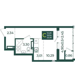 Студия квартира, вторичка, 22м2, 18/18 этаж