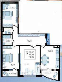 3-к квартира, вторичка, 94м2, 15/17 этаж
