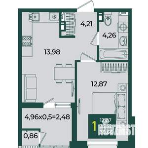 1-к квартира, вторичка, 39м2, 14/18 этаж