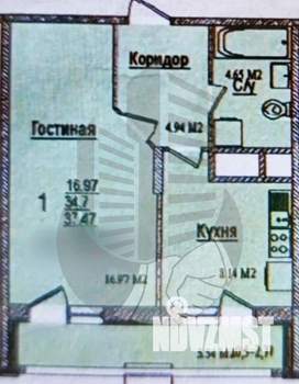 1-к квартира, вторичка, 38м2, 4/14 этаж