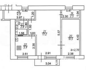 2-к квартира, вторичка, 43м2, 5/5 этаж