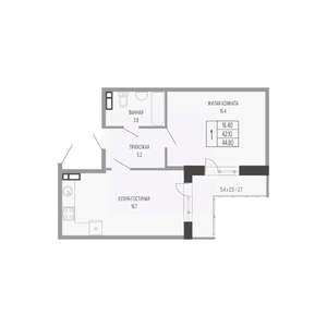 1-к квартира, вторичка, 45м2, 6/17 этаж
