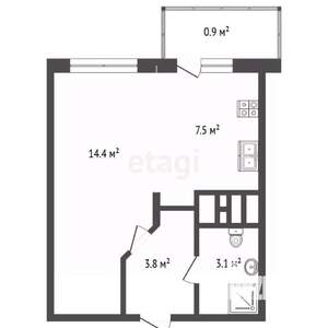 1-к квартира, вторичка, 30м2, 2/16 этаж