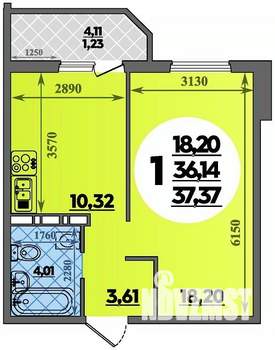 1-к квартира, вторичка, 37м2, 3/16 этаж