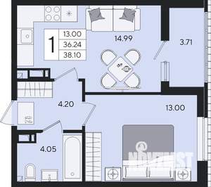 1-к квартира, вторичка, 38м2, 8/8 этаж