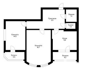 2-к квартира, вторичка, 65м2, 9/16 этаж