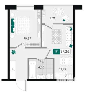 1-к квартира, вторичка, 37м2, 2/18 этаж