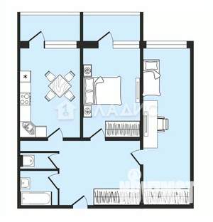 2-к квартира, вторичка, 64м2, 3/12 этаж