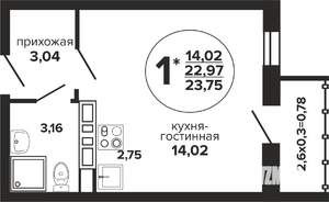 Студия квартира, вторичка, 24м2, 20/24 этаж