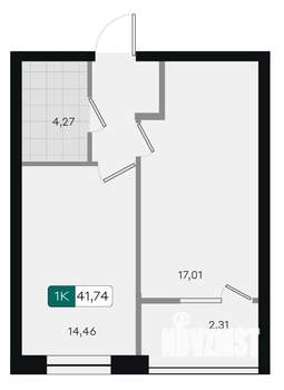 1-к квартира, вторичка, 42м2, 9/9 этаж